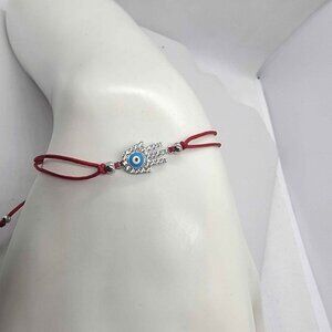 Brand New Sterling Silver 925 Hamsa Design With Red String Bracelet